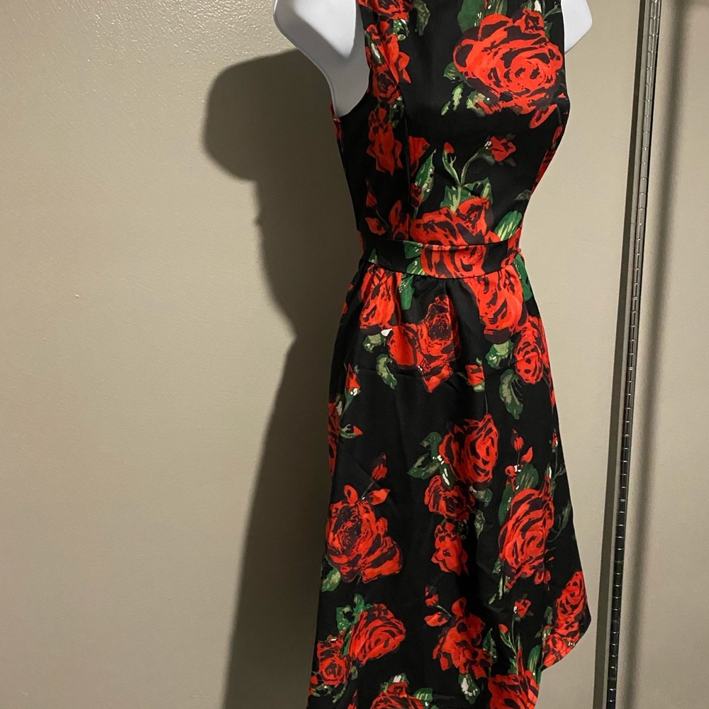 Rose covered dress, knees length. - Picture 2 of 4
